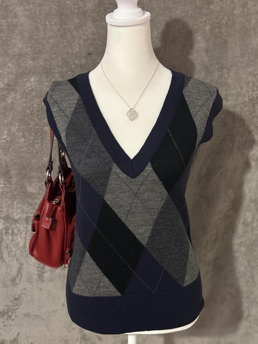 Vintage Banana Republic Argyle V Neck Sweater Vest
